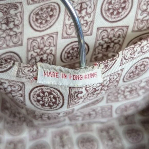 VTG Handwoven Wicker Basket Satchel Handbag Tan Leather-Brass Accents Hong Kong - Picture 11 of 11